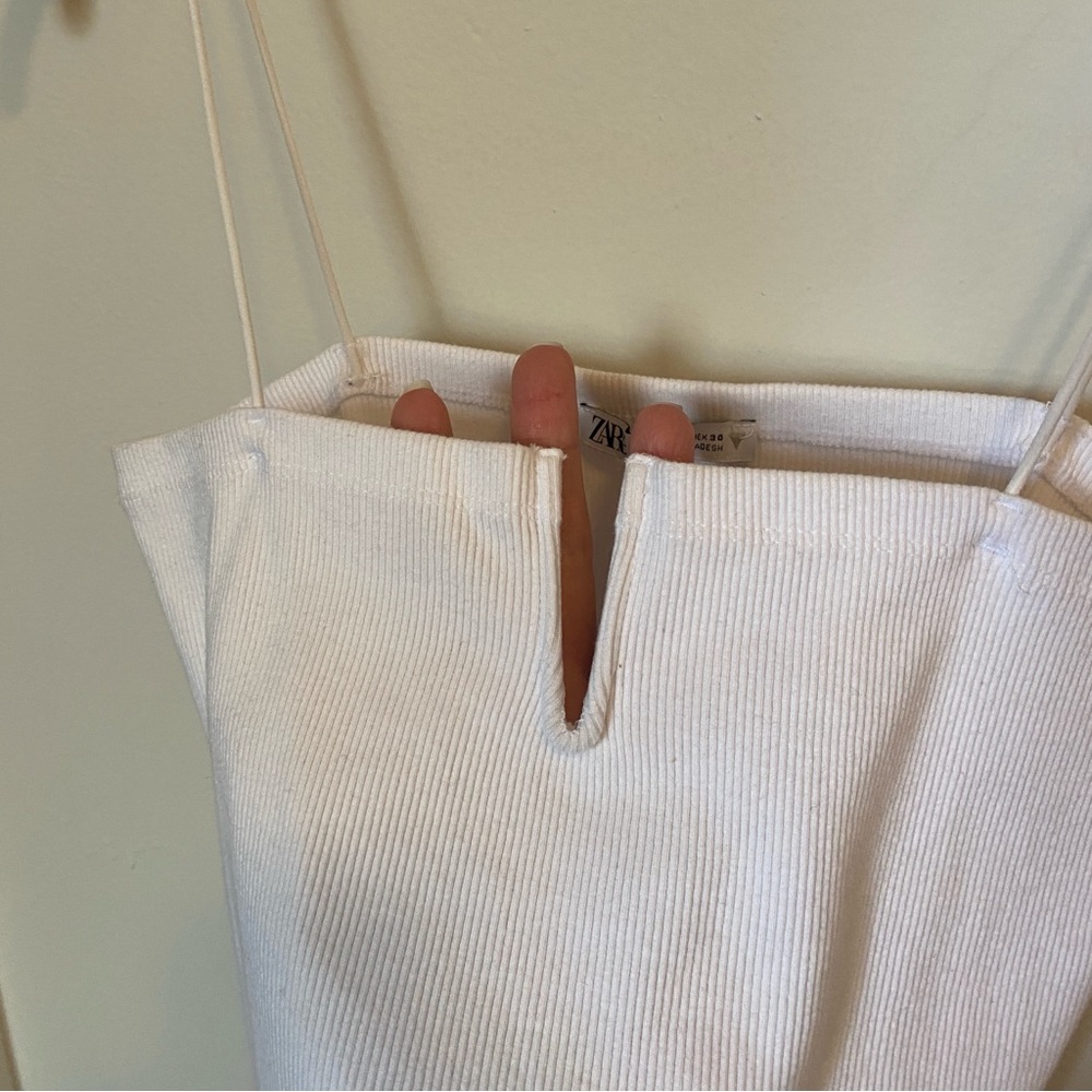 Zara White Ribbed Crop Top - Picture 2 of 5